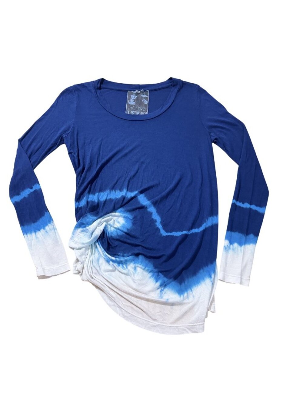 Young Fabulous & Broke Women's Blue Tie Dye Modal Long Sleeve Tunic Top XS